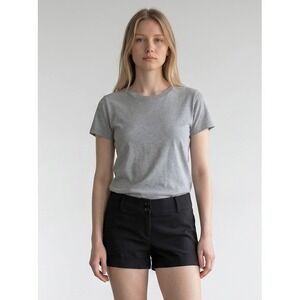 Luly K New‎ York City Black Tailored Cuffed Mini Shorts Button Tab Hem